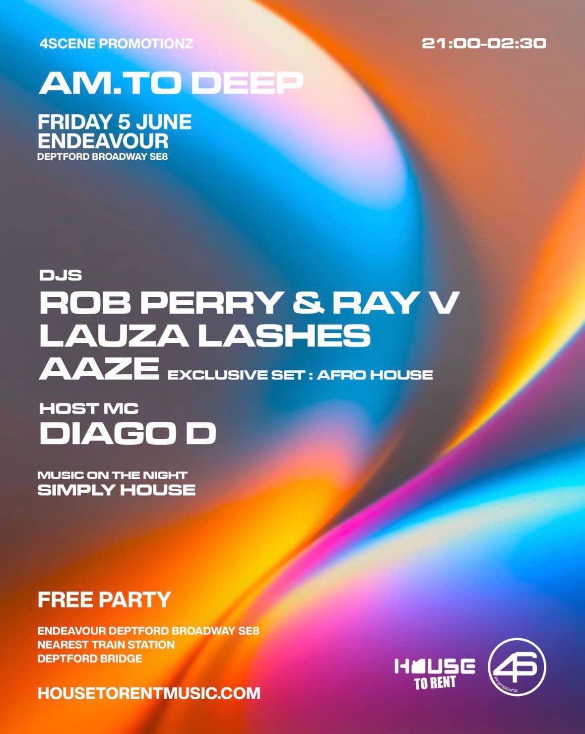 AM.TO DEEP event flyer
